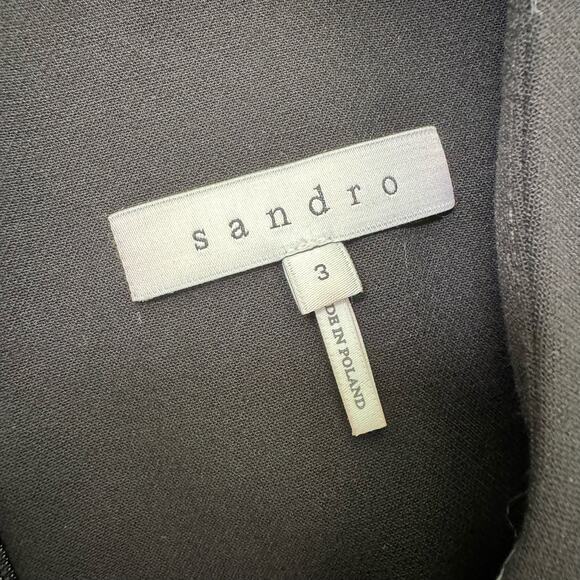 Sandro Black Embellished Evening Dress Bodycon Gold Accent Sleeveless Size 8 - Picture 5 of 8